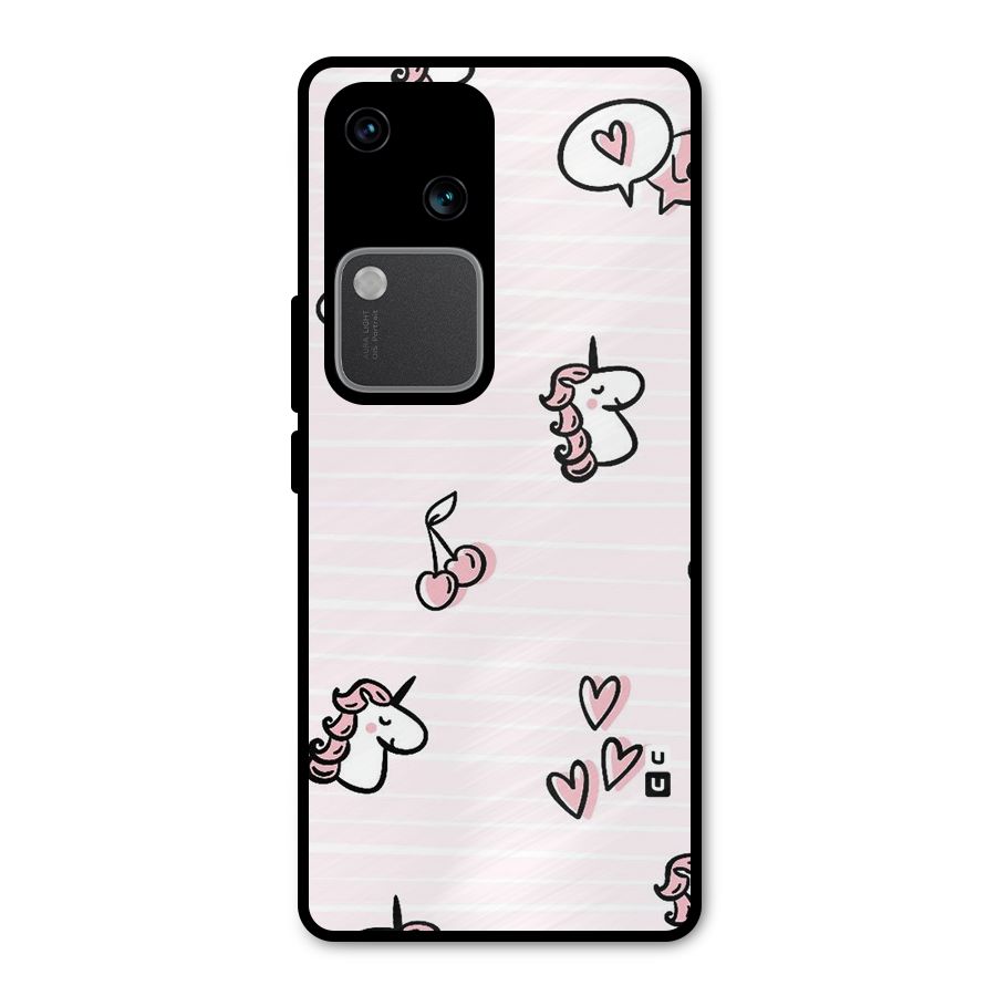 Strawberries And Unicorns Metal Back Case for Vivo V30 Pro