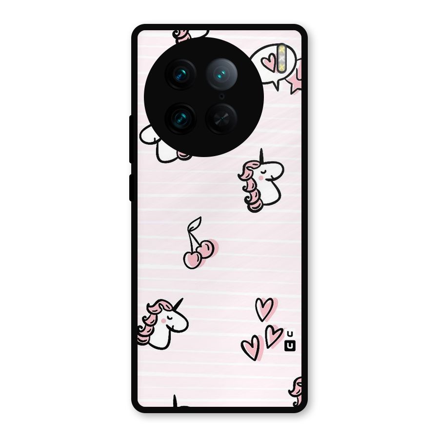 Strawberries And Unicorns Metal Back Case for Vivo X90 Pro