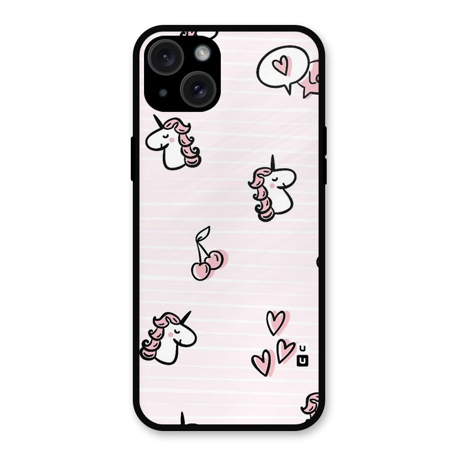 Strawberries And Unicorns Metal Back Case for iPhone 15 Plus