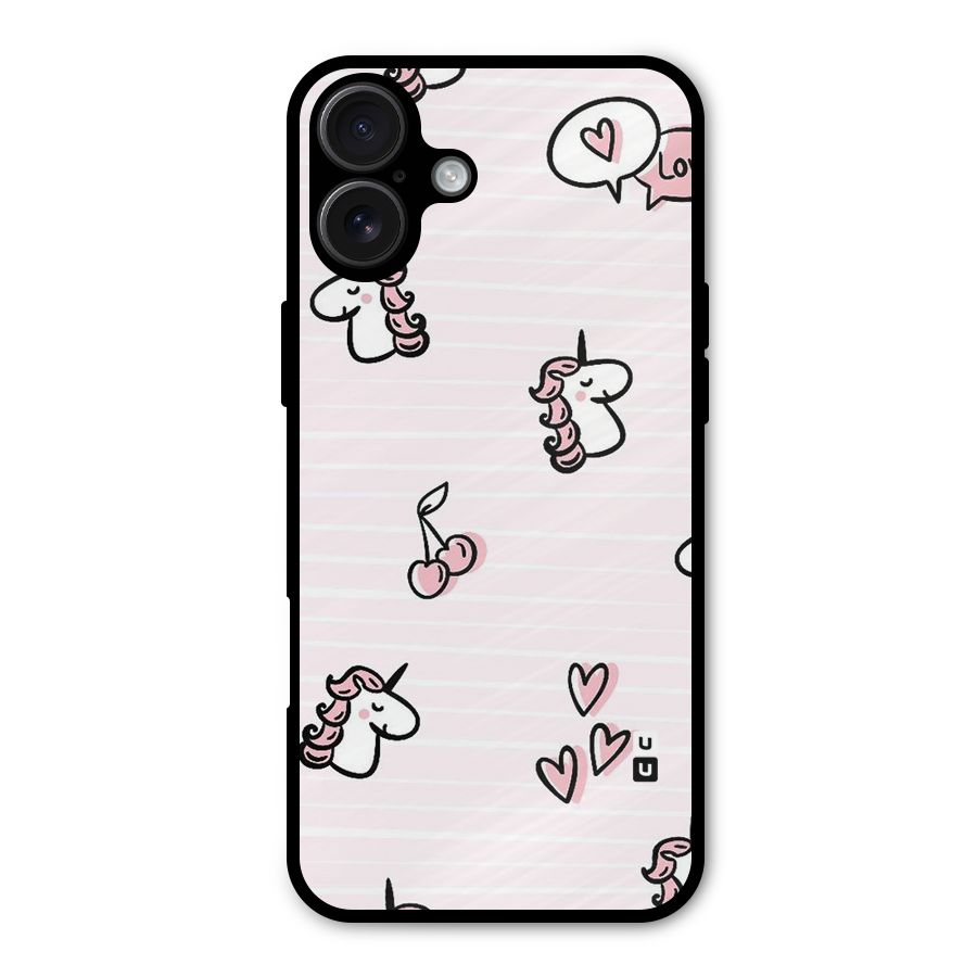 Strawberries And Unicorns Metal Back Case for iPhone 16 Plus