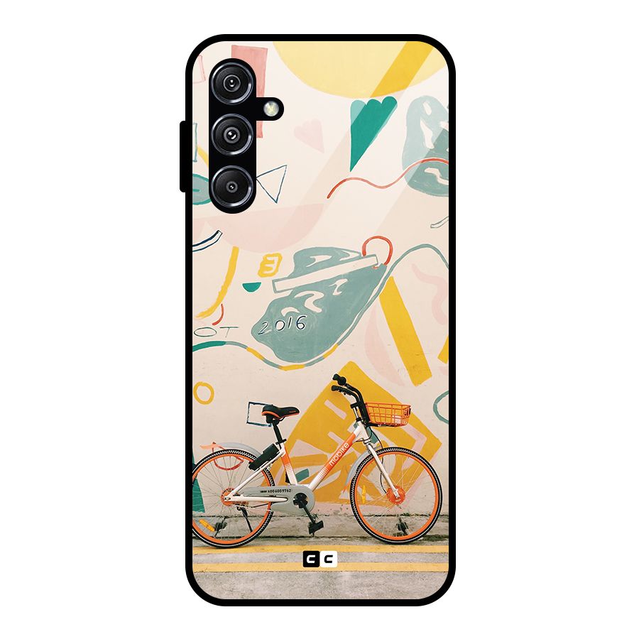 Street Art Bicycle Glass Back Case for Galaxy M34 5G