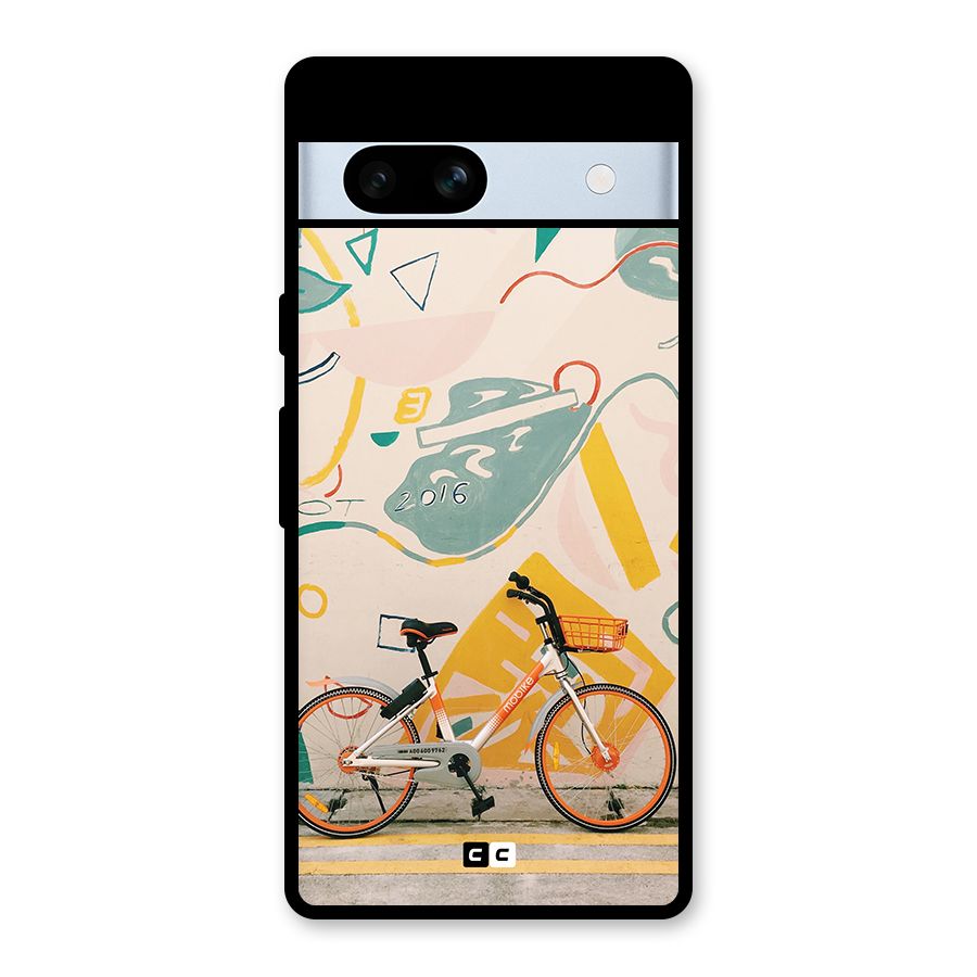 Street Art Bicycle Glass Back Case for Google Pixel 7a