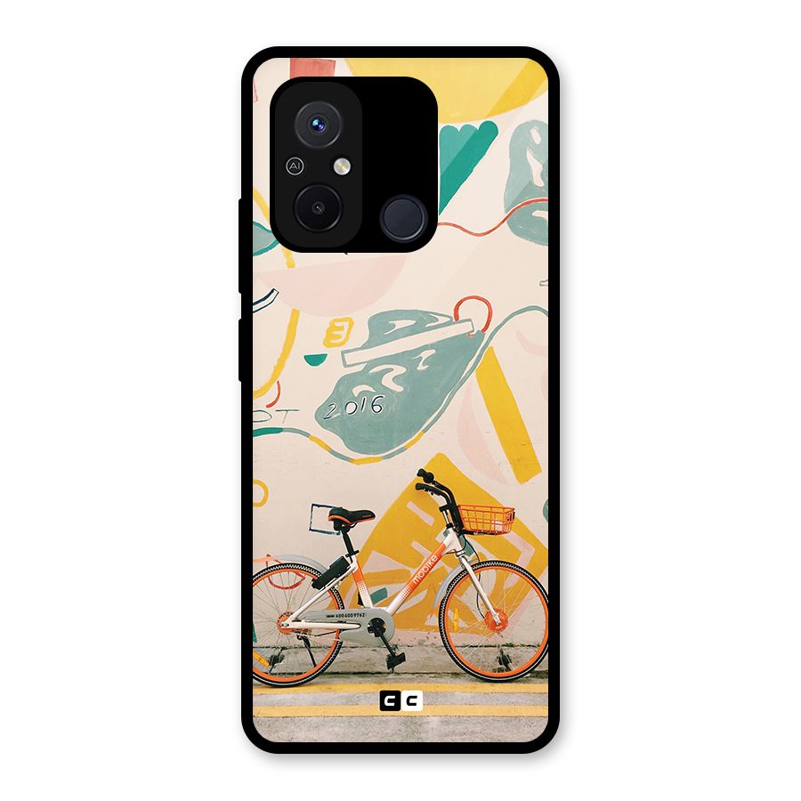 Street Art Bicycle Glass Back Case for Redmi 12C