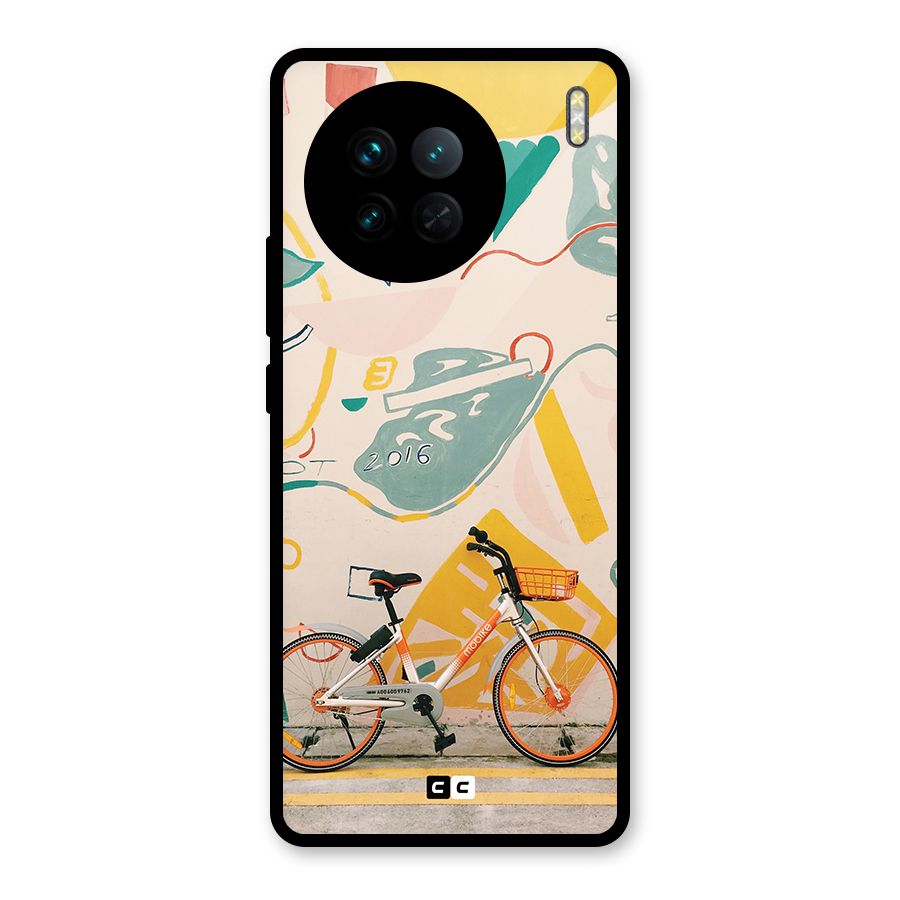 Street Art Bicycle Glass Back Case for Vivo X90
