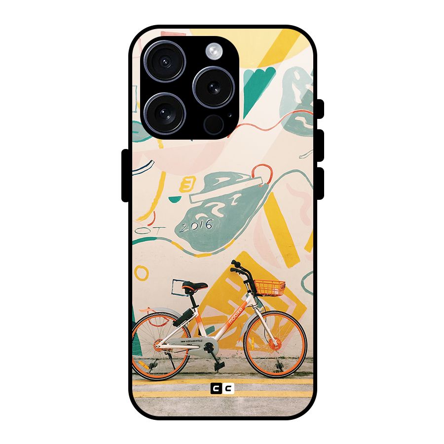 Street Art Bicycle Glass Back Case for iPhone 15 Pro