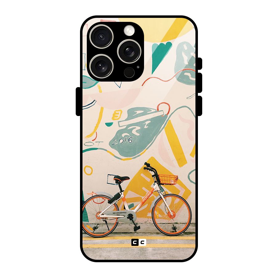 Street Art Bicycle Glass Back Case for iPhone 15 Pro Max