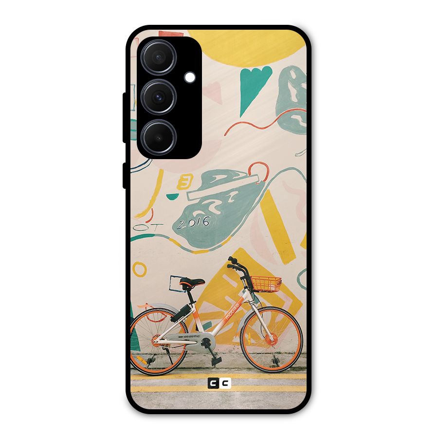 Street Art Bicycle Metal Back Case for Galaxy A35