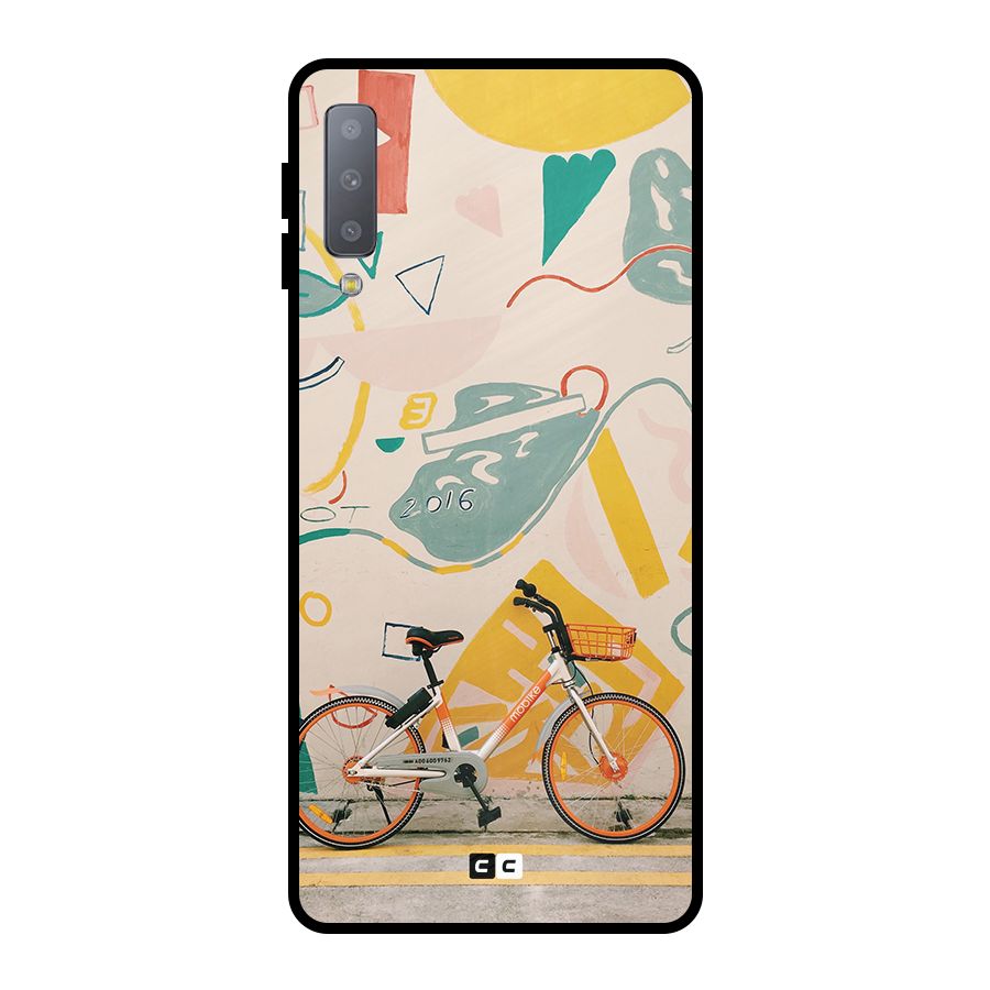 Street Art Bicycle Metal Back Case for Galaxy A7 (2018)