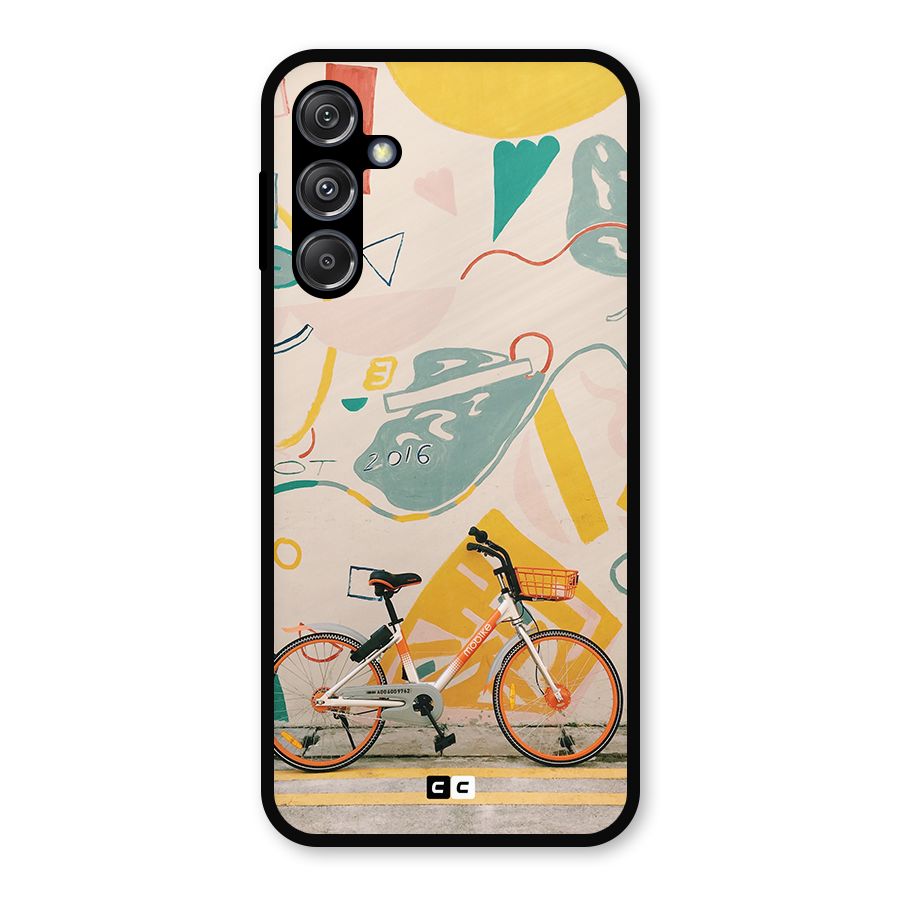 Street Art Bicycle Metal Back Case for Galaxy M34 5G
