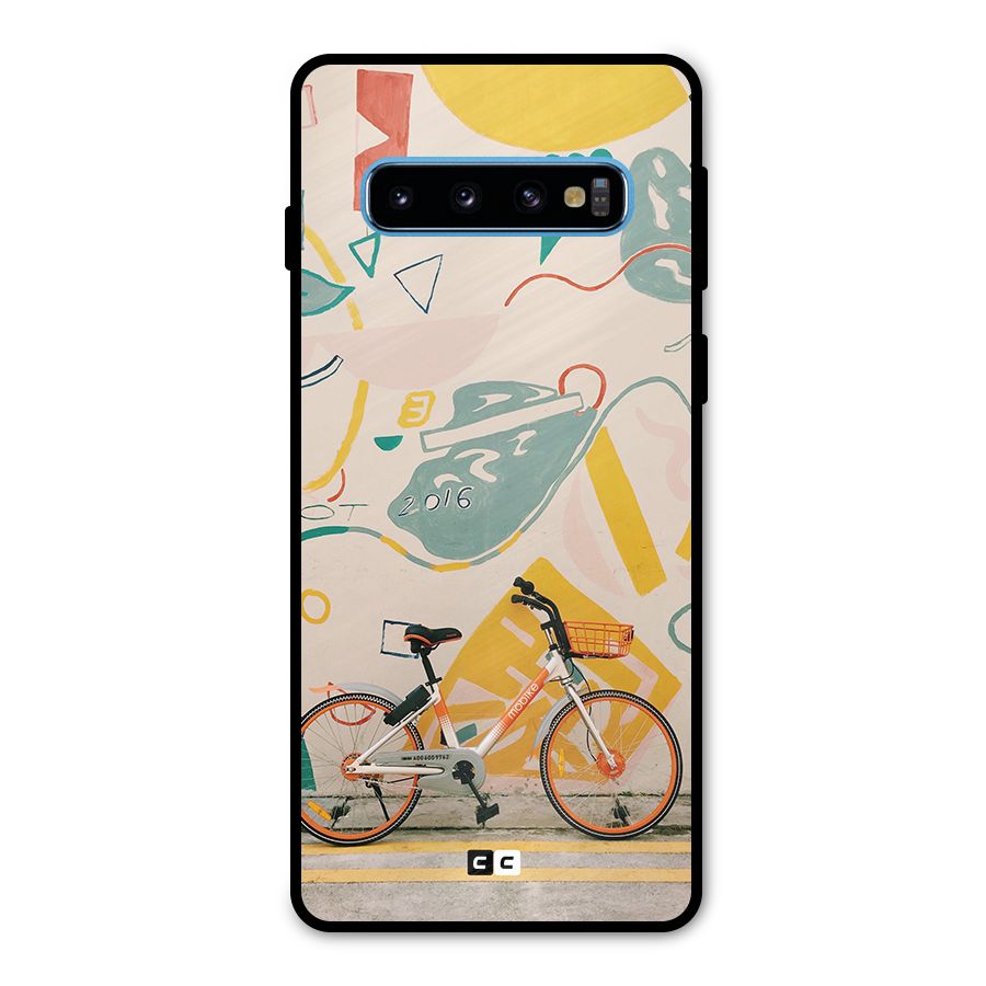 Street Art Bicycle Metal Back Case for Galaxy S10