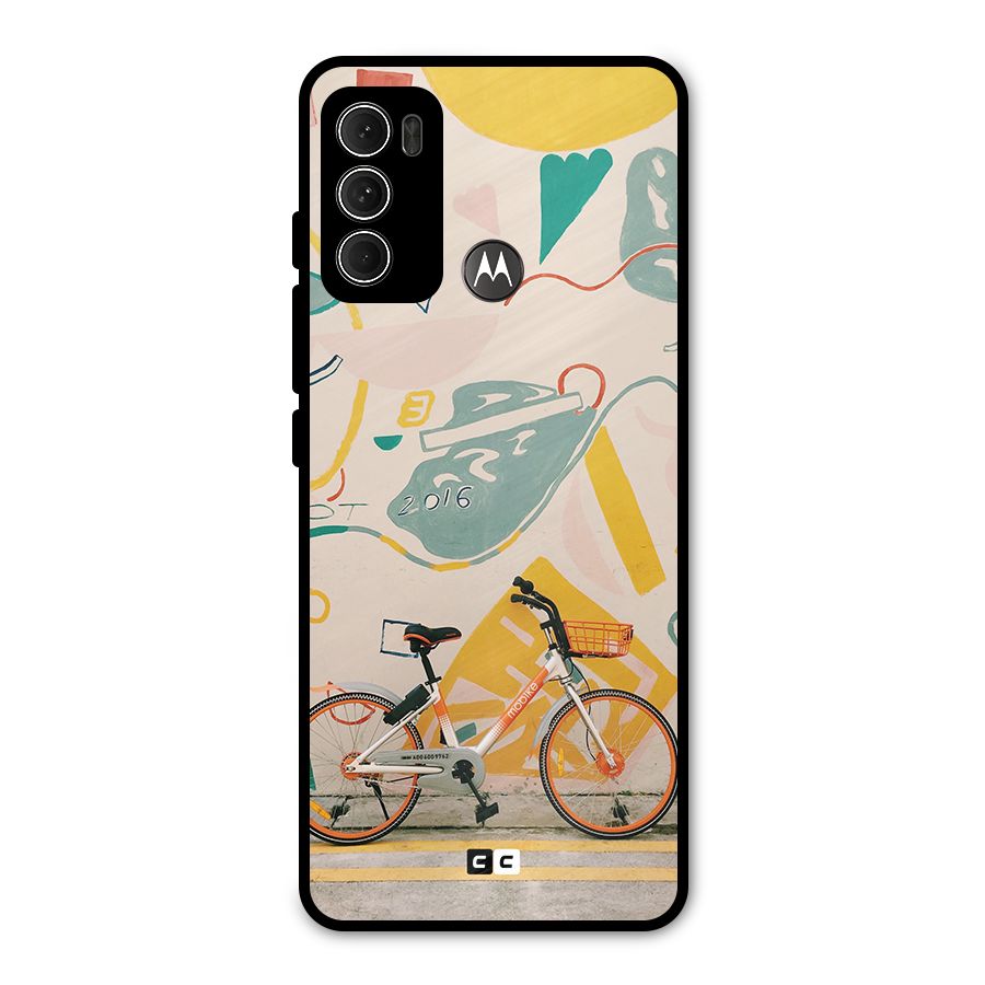 Street Art Bicycle Metal Back Case for Moto G60