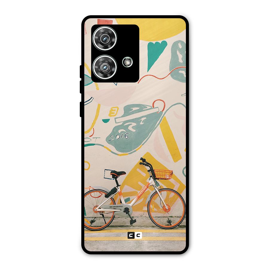 Street Art Bicycle Metal Back Case for Motorola Edge 40 Neo