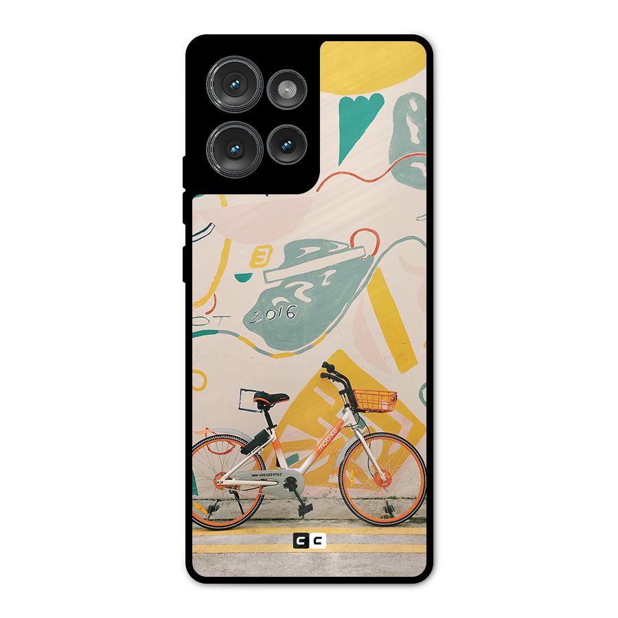Street Art Bicycle Metal Back Case for Motorola Edge 50