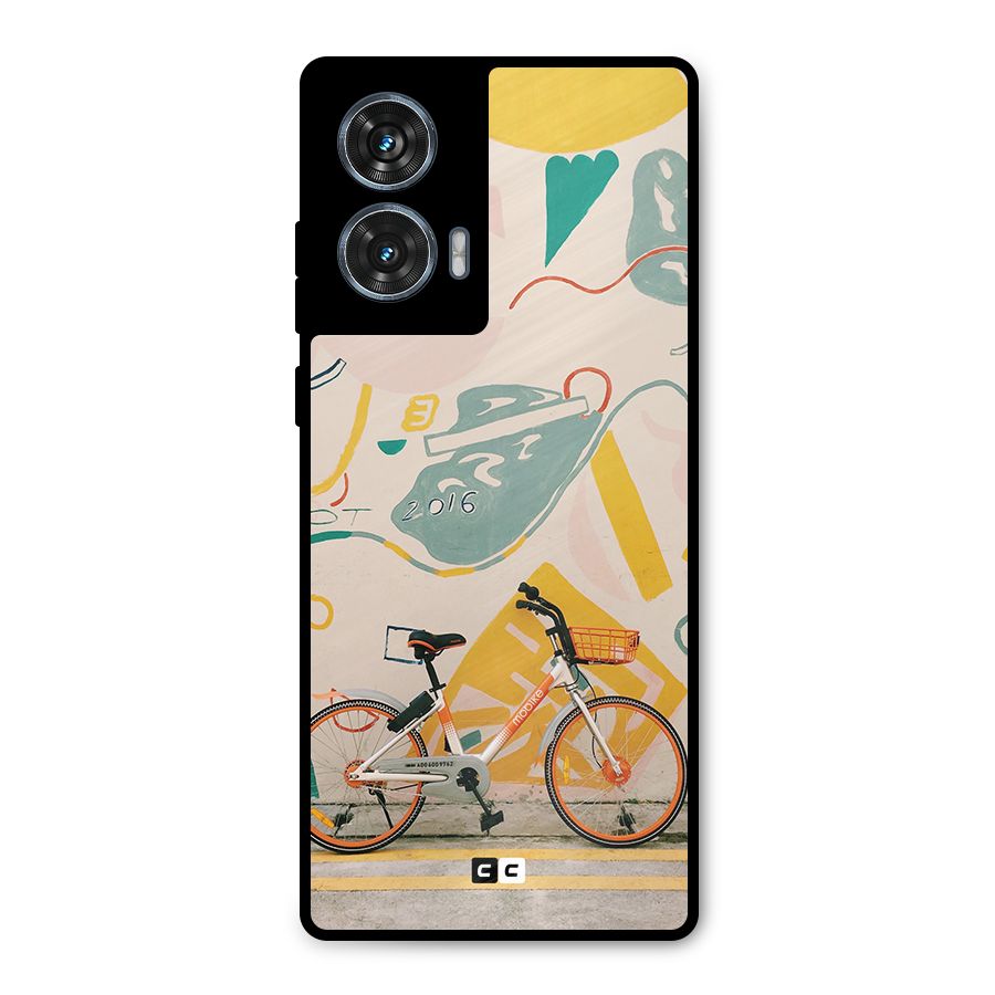 Street Art Bicycle Metal Back Case for Motorola Edge 50 Fusion
