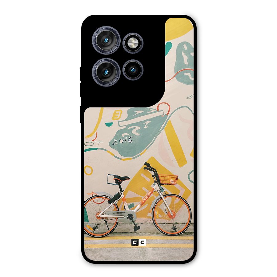Street Art Bicycle Metal Back Case for Motorola Edge 50 Neo