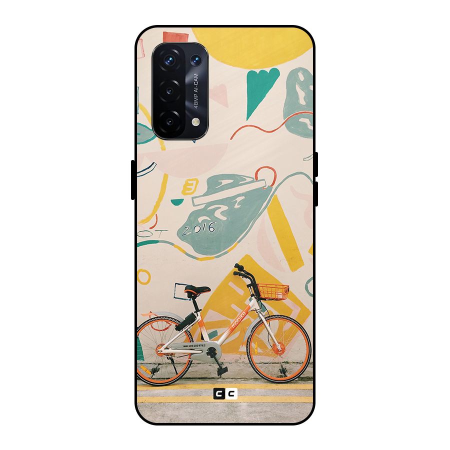 Street Art Bicycle Metal Back Case for Oppo A74 5G