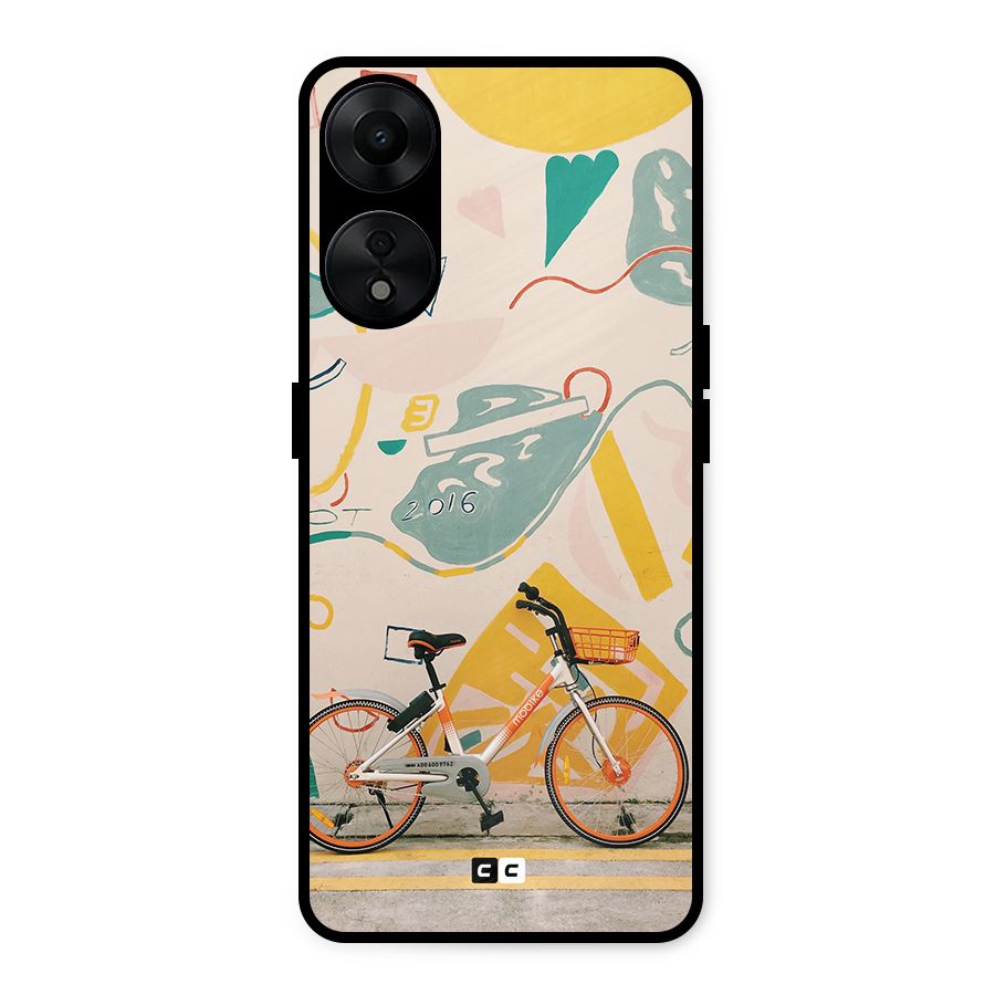 Street Art Bicycle Metal Back Case for Oppo A78 5G