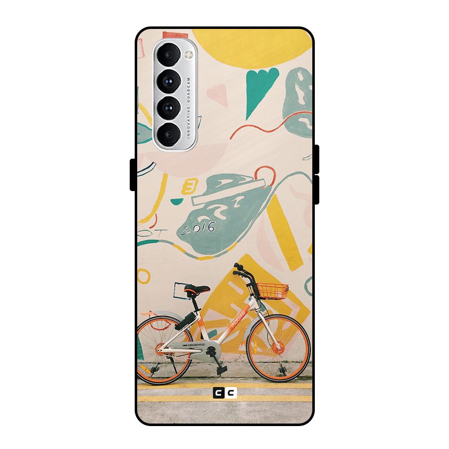 Street Art Bicycle Metal Back Case for Oppo Reno4 Pro