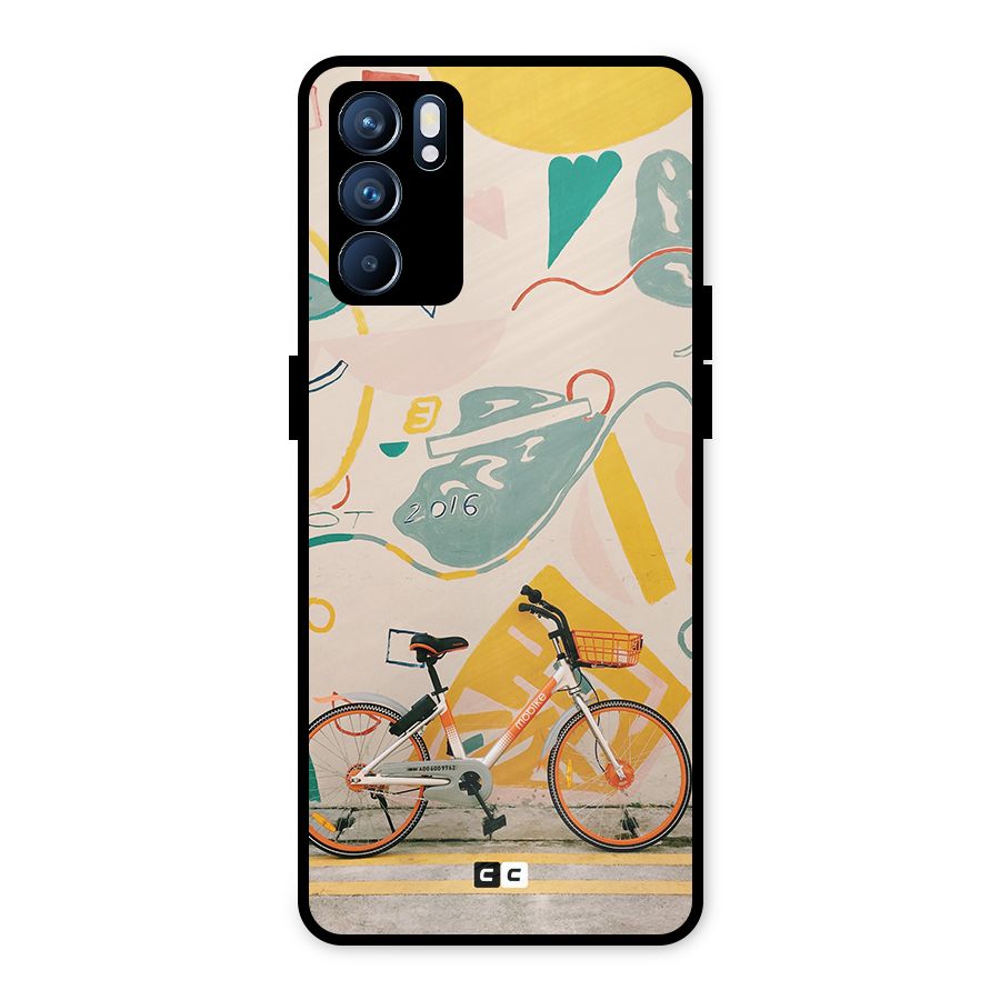 Street Art Bicycle Metal Back Case for Oppo Reno6 5G