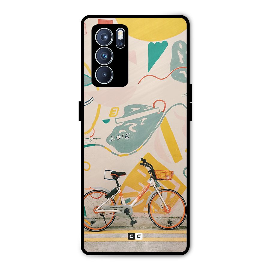 Street Art Bicycle Metal Back Case for Oppo Reno6 Pro 5G