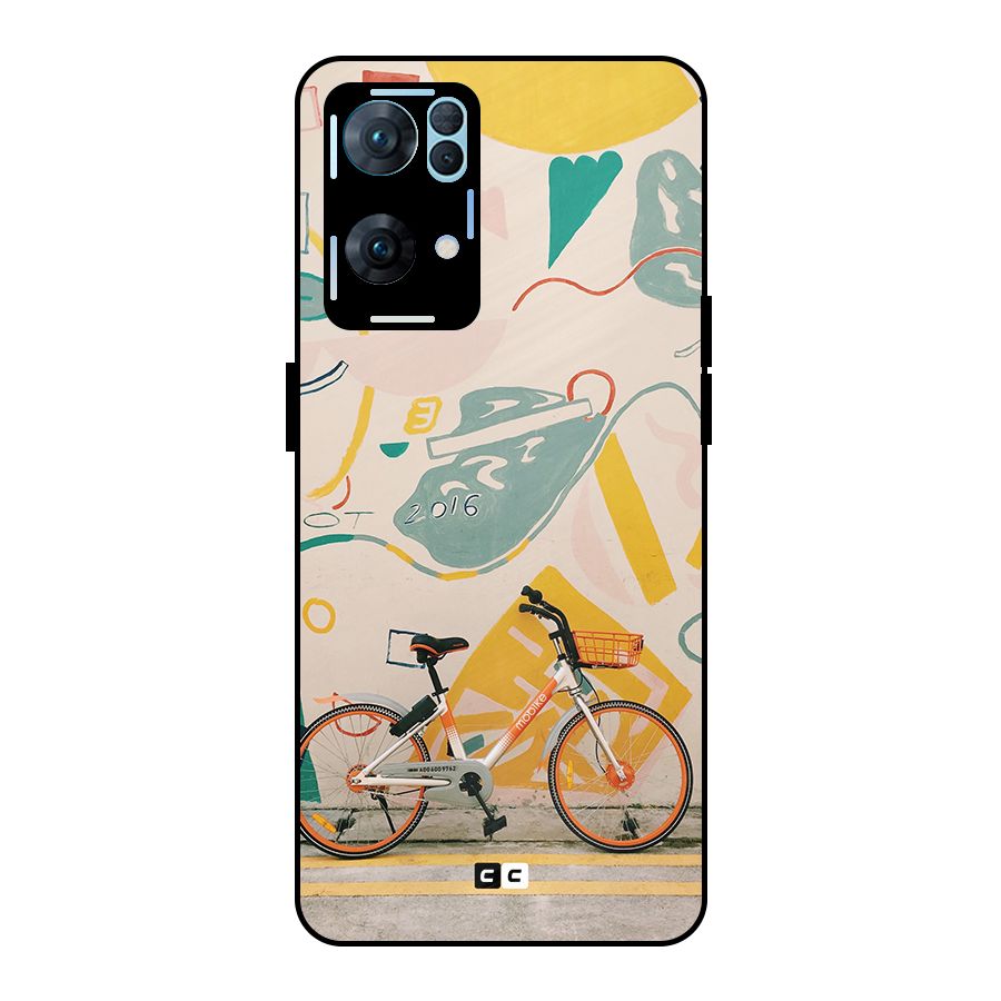Street Art Bicycle Metal Back Case for Oppo Reno7 Pro 5G
