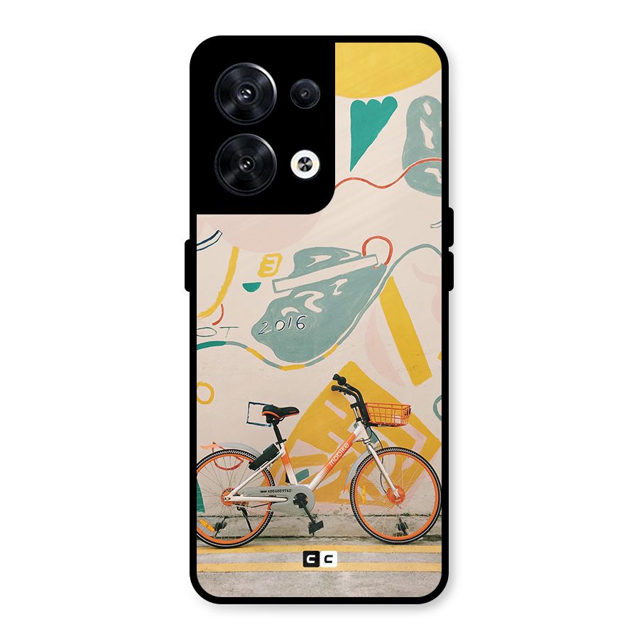 Street Art Bicycle Metal Back Case for Oppo Reno8 5G