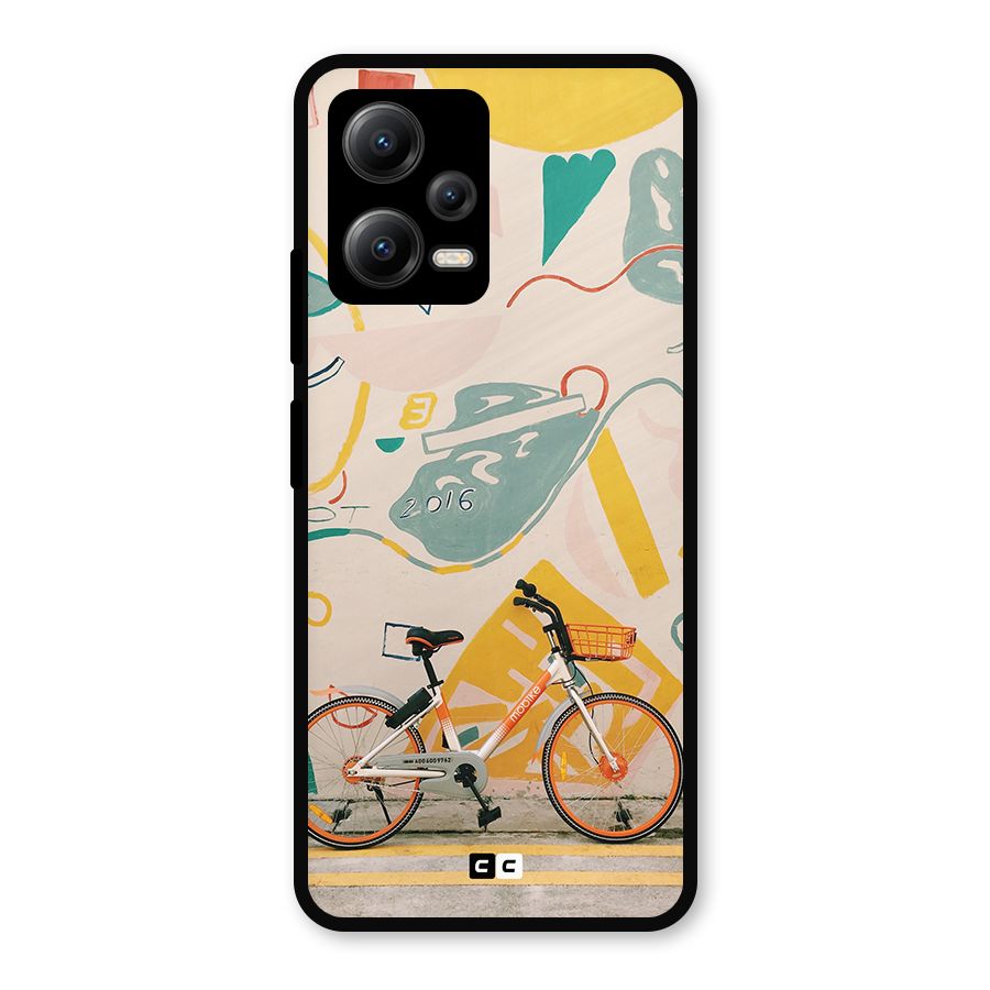 Street Art Bicycle Metal Back Case for Redmi Note 12 5G