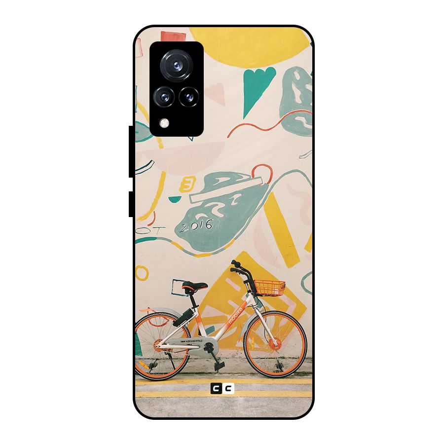 Street Art Bicycle Metal Back Case for Vivo V21 5G