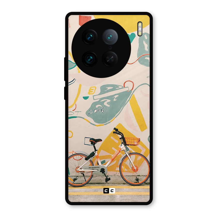 Street Art Bicycle Metal Back Case for Vivo X90 Pro