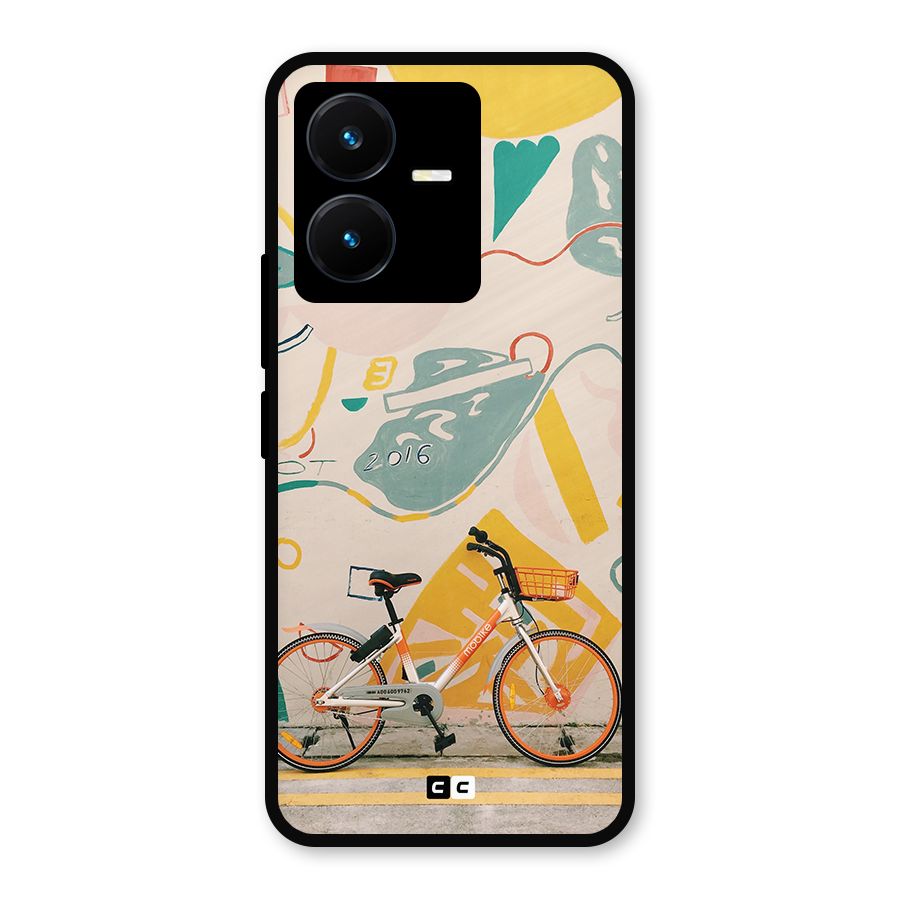 Street Art Bicycle Metal Back Case for Vivo Y22s