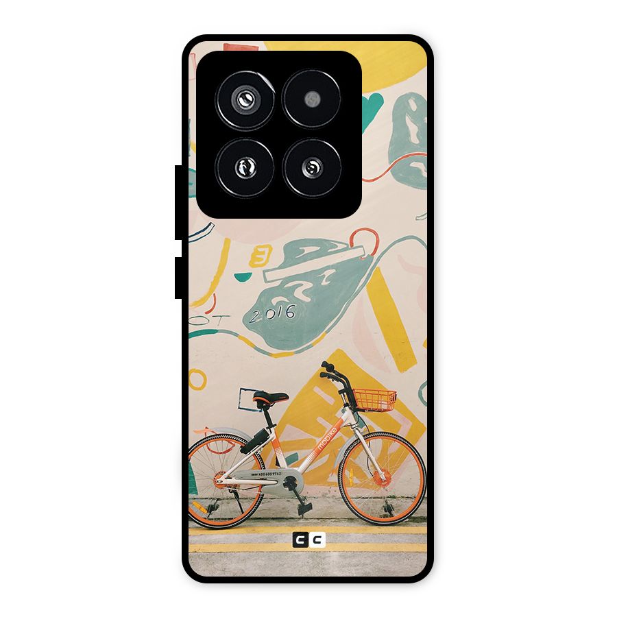 Street Art Bicycle Metal Back Case for Xiaomi 14 Pro