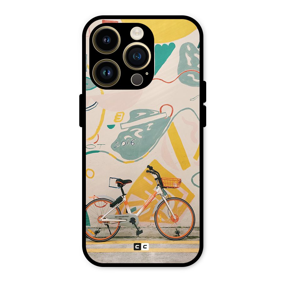 Street Art Bicycle Metal Back Case for iPhone 14 Pro