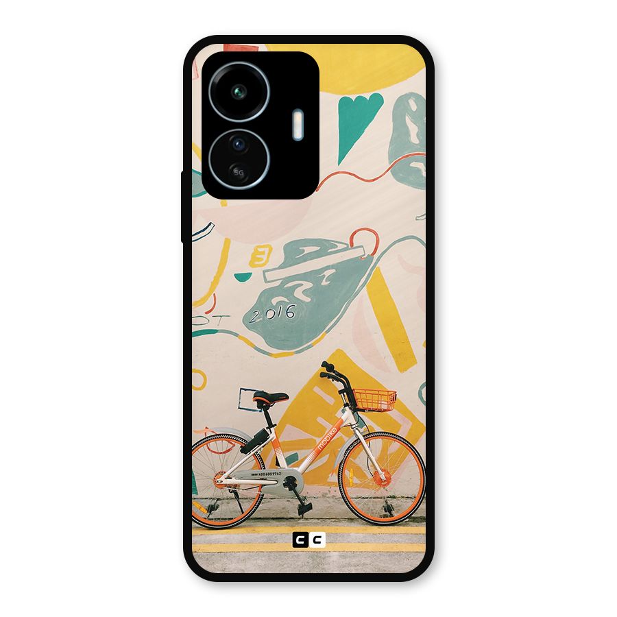 Street Art Bicycle Metal Back Case for vivo iQOO Z6 Lite 5G
