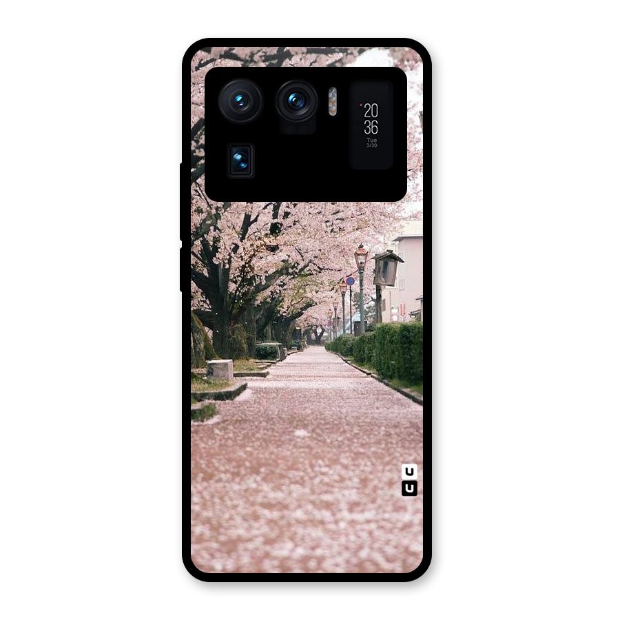 Street In Pink Flowers Glass Back Case for Mi 11 Ultra