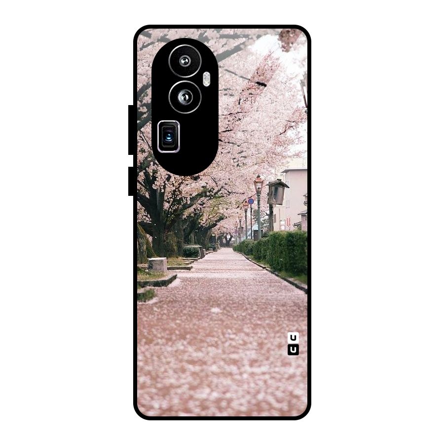 Street In Pink Flowers Glass Back Case for Oppo Reno10 Pro Plus