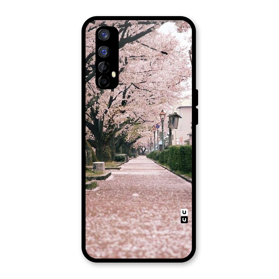 Street In Pink Flowers Glass Back Case for Realme Narzo 20 Pro