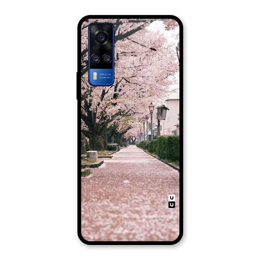 Street In Pink Flowers Glass Back Case for Vivo Y31