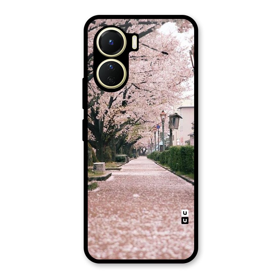 Street In Pink Flowers Glass Back Case for Vivo Y56