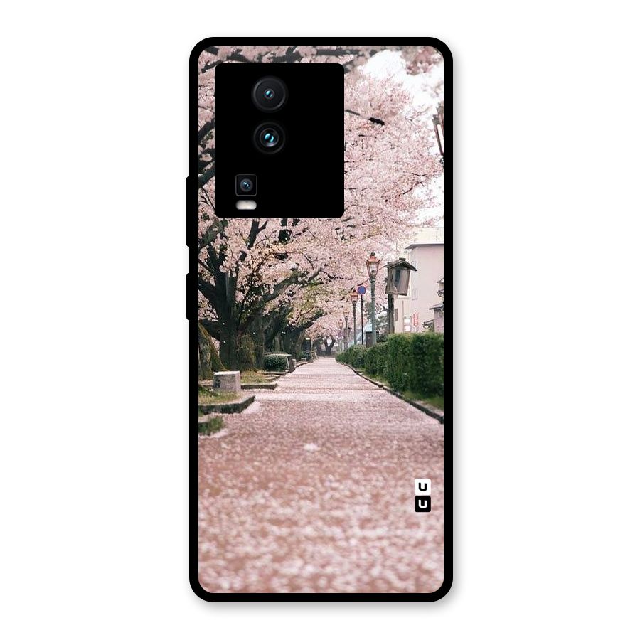 Street In Pink Flowers Glass Back Case for Vivo iQOO Neo 7