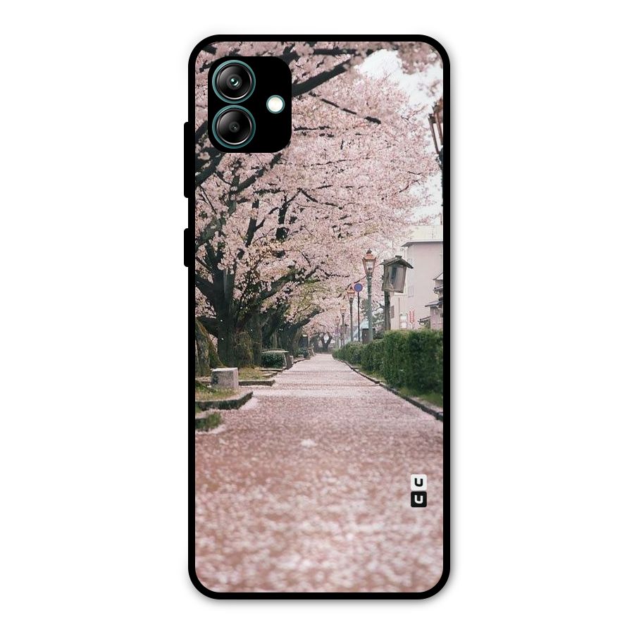 Street In Pink Flowers Metal Back Case for Galaxy A04
