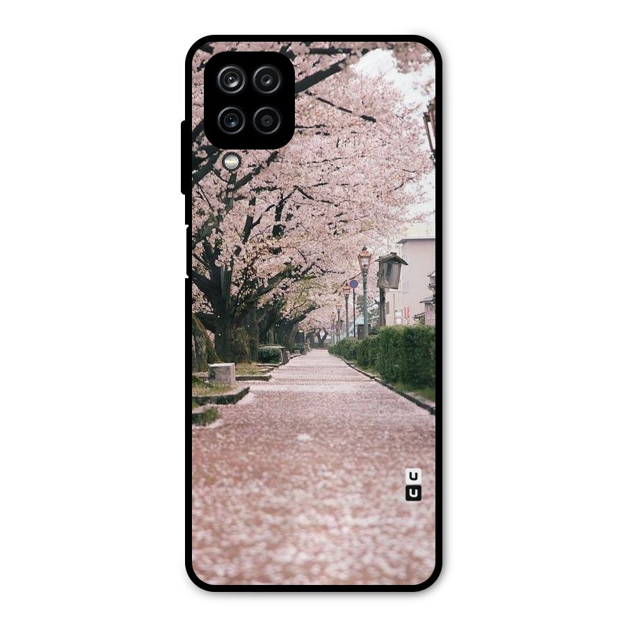 Street In Pink Flowers Metal Back Case for Galaxy A12