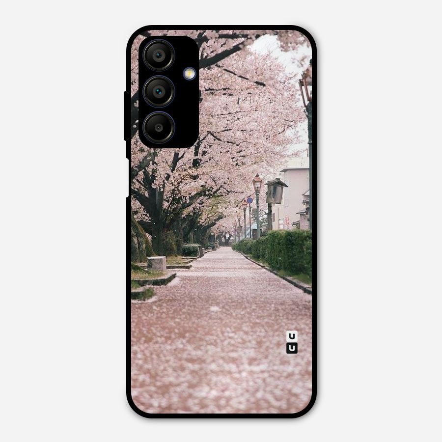 Street In Pink Flowers Metal Back Case for Galaxy A15 5G