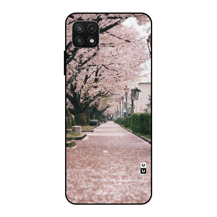 Street In Pink Flowers Metal Back Case for Galaxy A22 5G