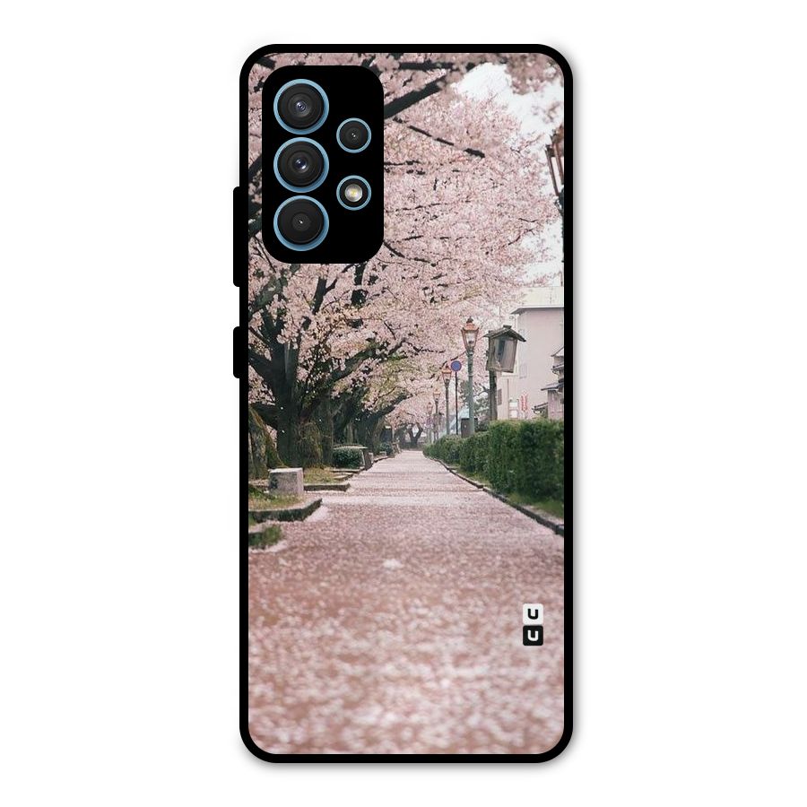 Street In Pink Flowers Metal Back Case for Galaxy A32