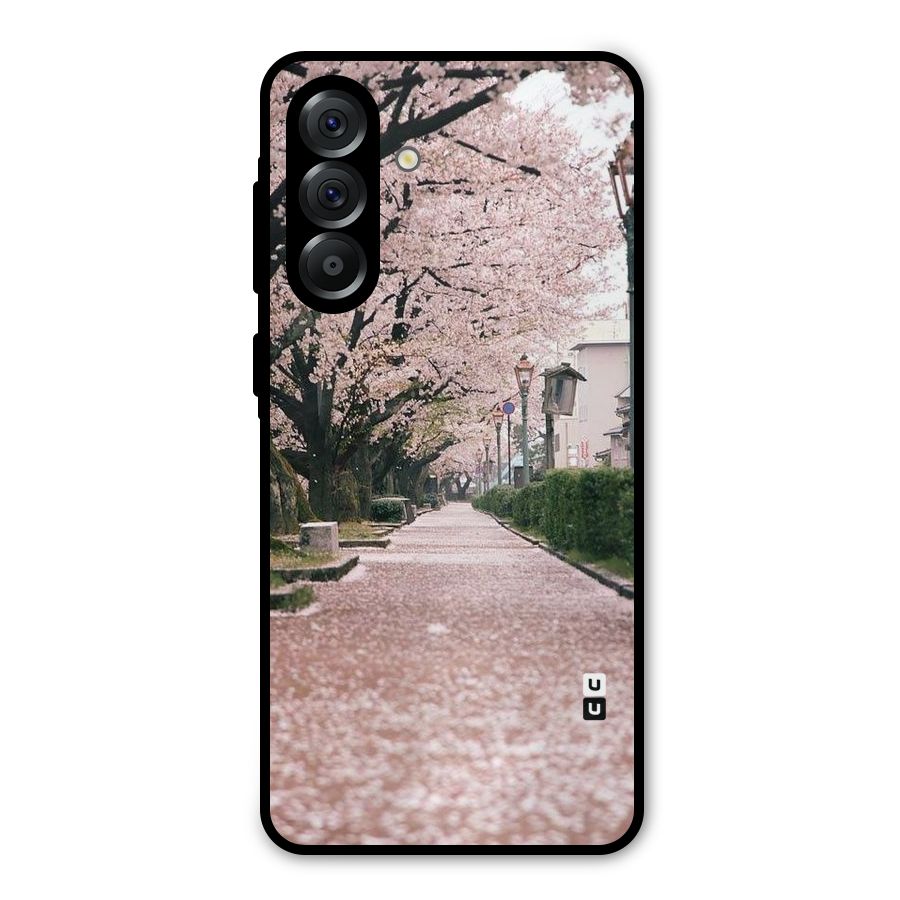 Street In Pink Flowers Metal Back Case for Galaxy A36