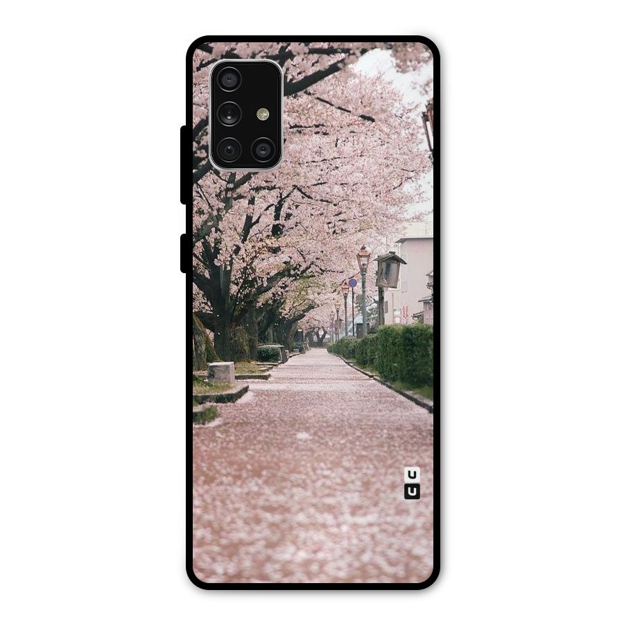Street In Pink Flowers Metal Back Case for Galaxy A71