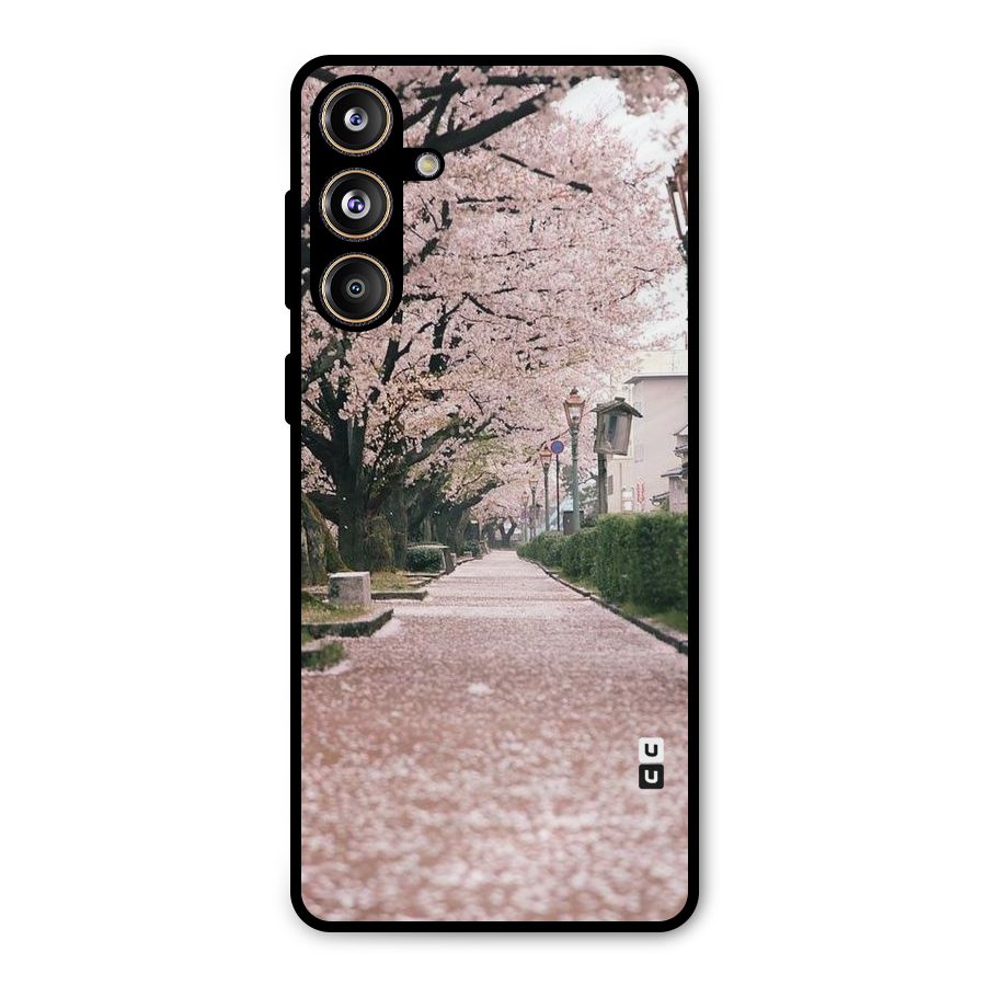 Street In Pink Flowers Metal Back Case for Galaxy F55