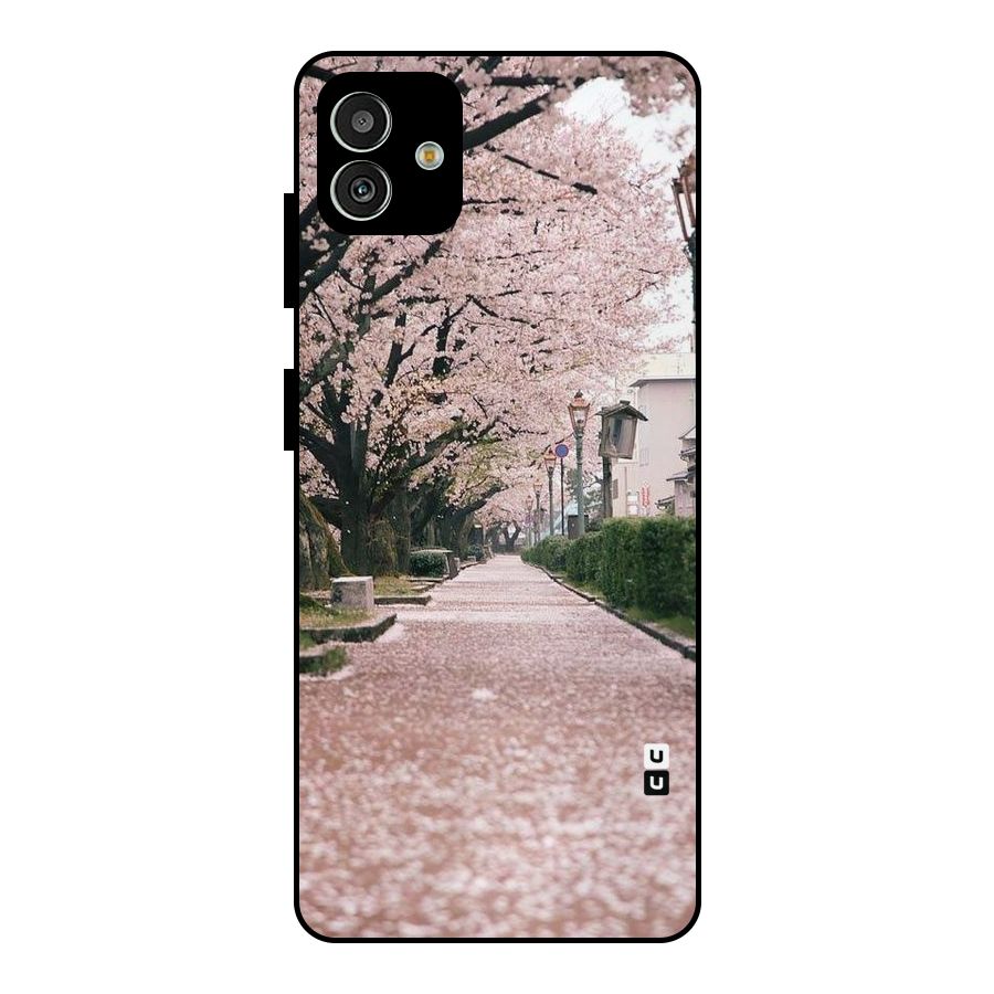 Street In Pink Flowers Metal Back Case for Galaxy M13 5G