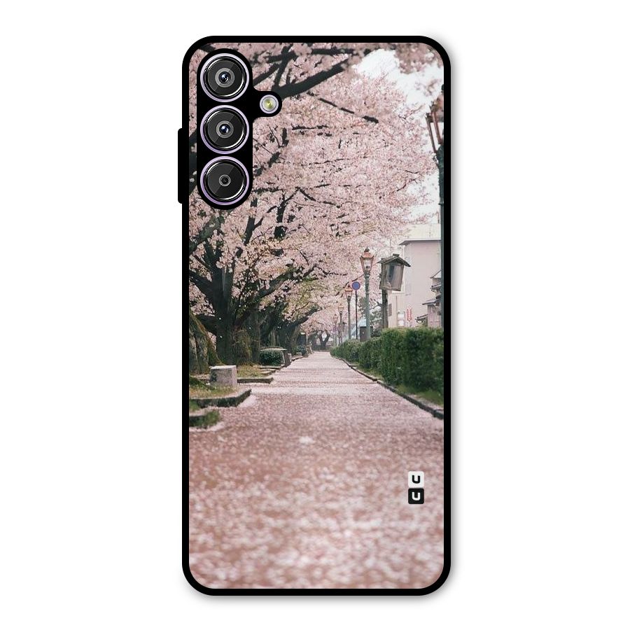 Street In Pink Flowers Metal Back Case for Galaxy M15