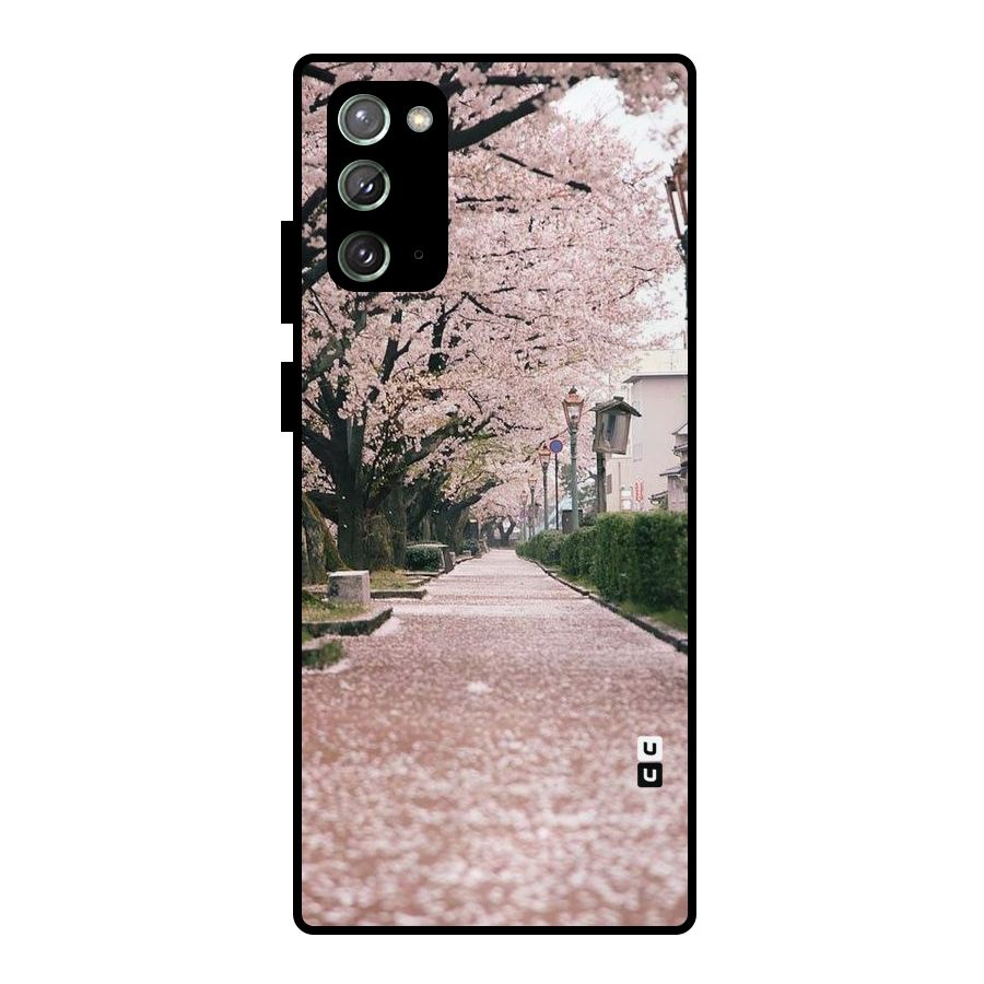 Street In Pink Flowers Metal Back Case for Galaxy Note 20